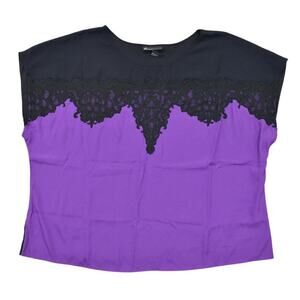 Lane Bryant Purple Crew Neck Blouse Plus Size 22/24 Polyester Short Sleeve